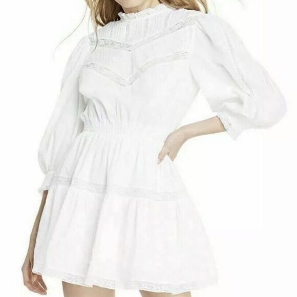 LoveShackFancy x Target White Talulah Pintuck Yoke Lace Dress Size Large - Picture 1 of 16